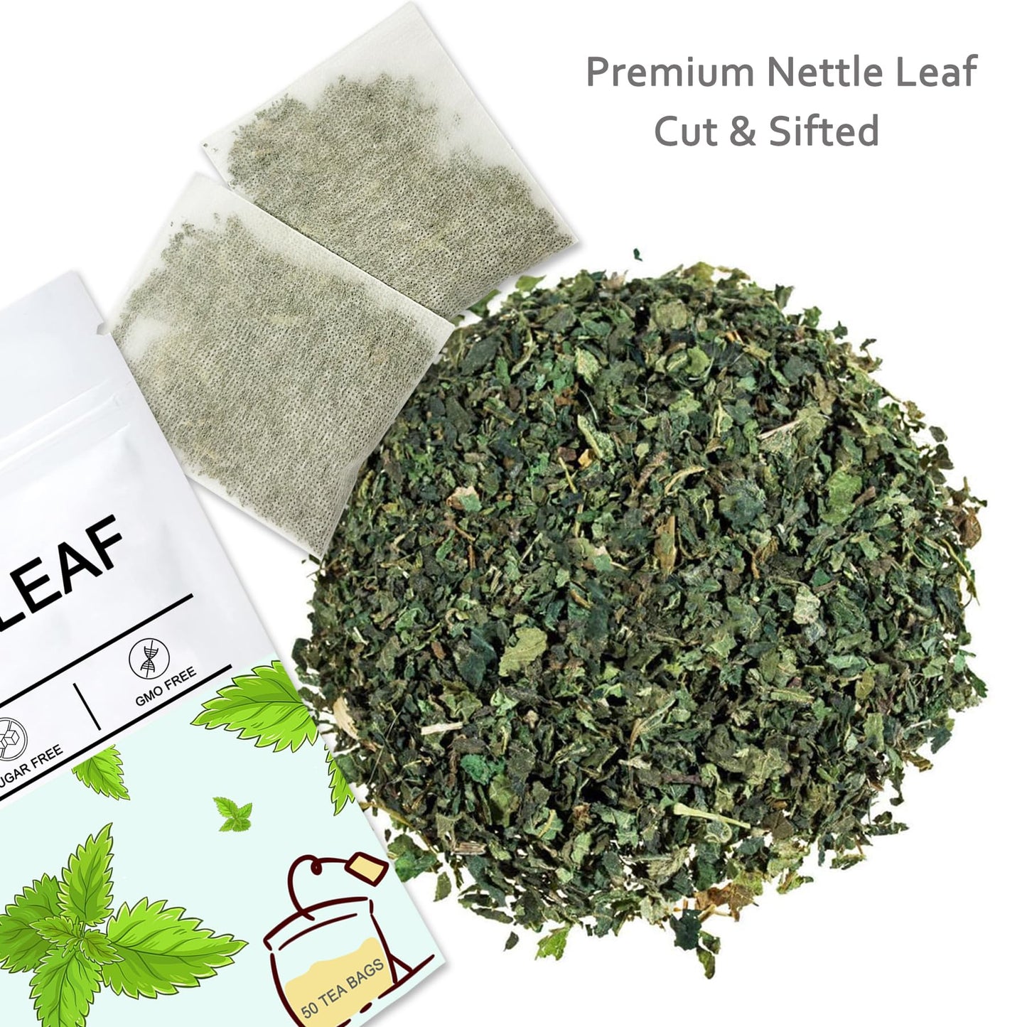 Nettle Leaf Tea, 50 Teabags, Nettle Leaf Tea Bags - Natural Stinging Nettle Tea Bags