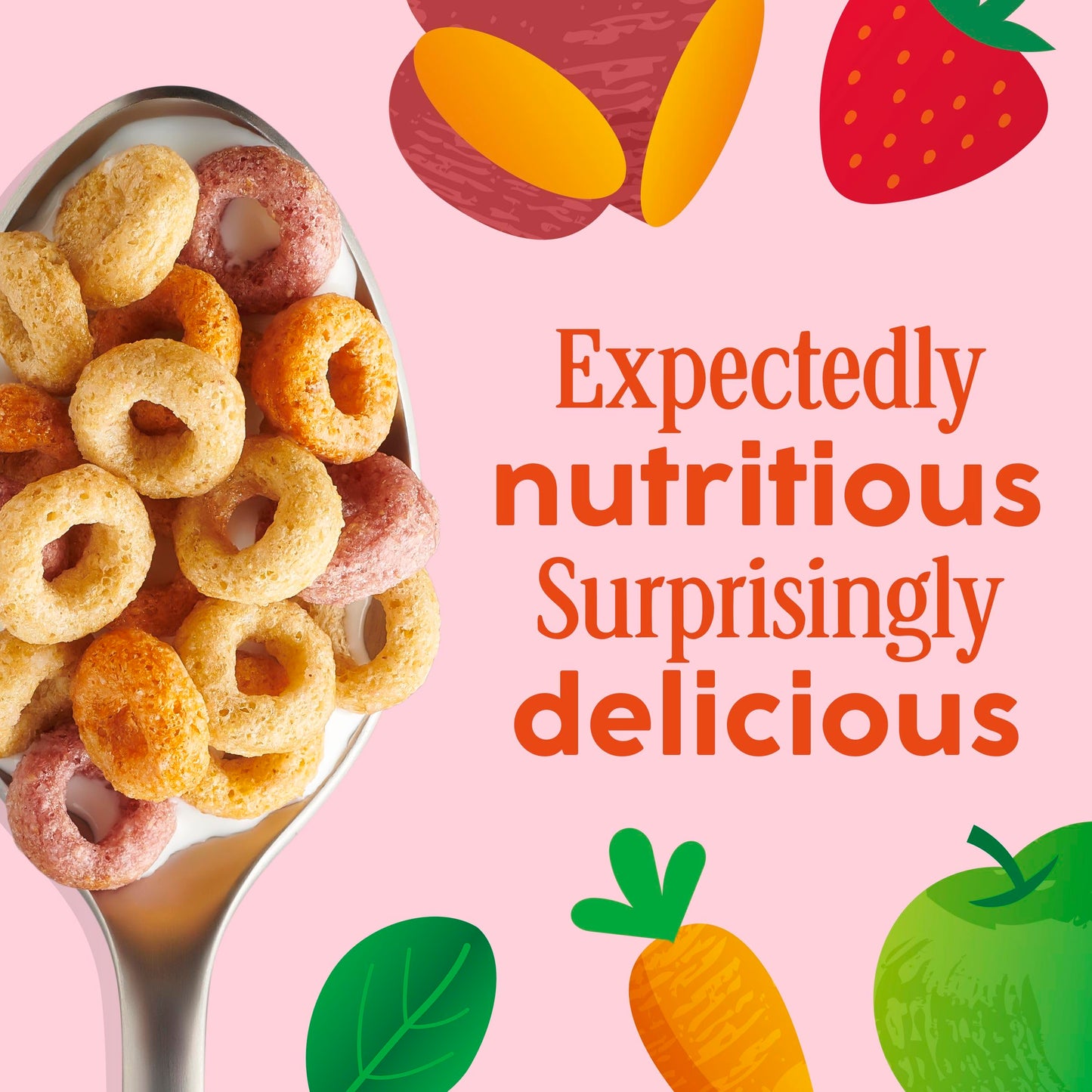 Cheerios Veggie Blends Breakfast Cereal, Apple Strawberry Flavored, Made With Fruits And Veggies, 10.6 Oz