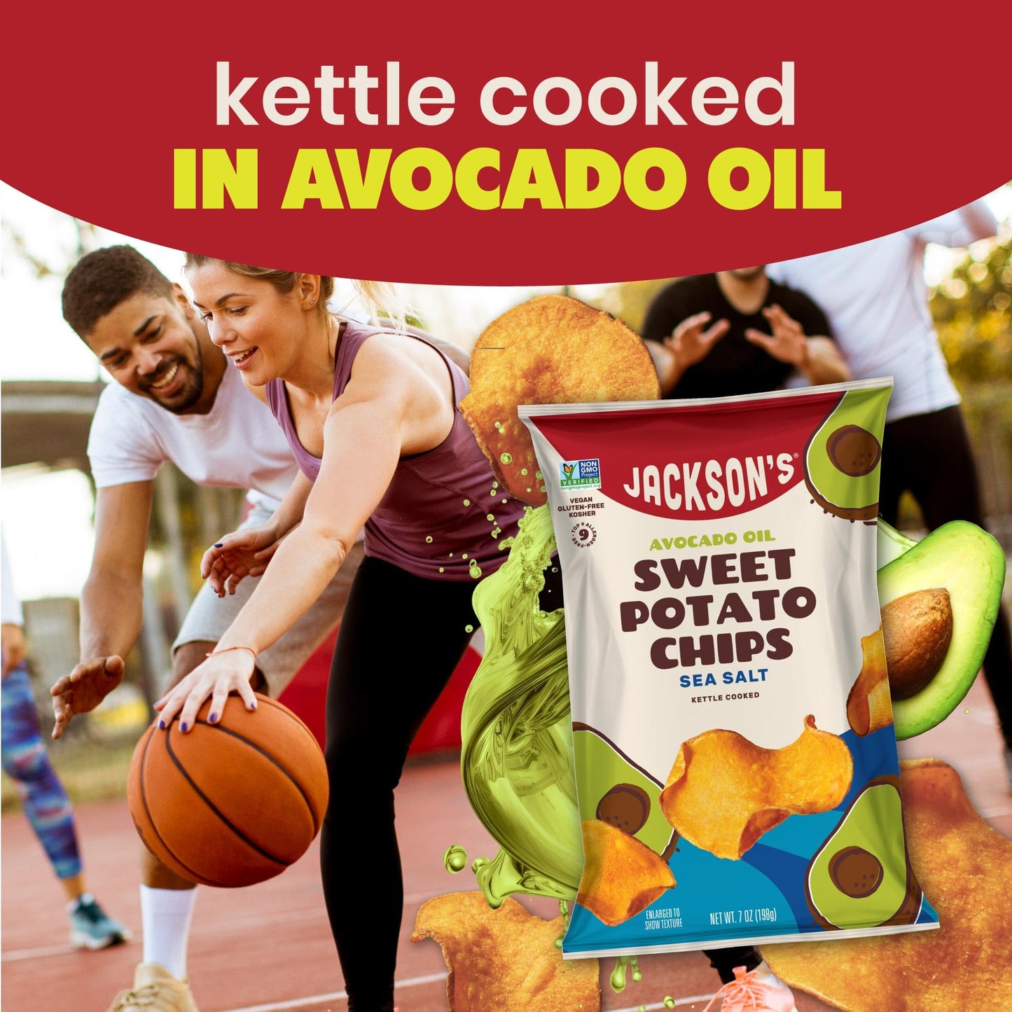 Jacksons Sweet Potato Kettle Chips, Sea Salt, 7 Ounce (Pack of 6), Allergen-Friendly, Gluten Free, Vegan, Paleo Friendly