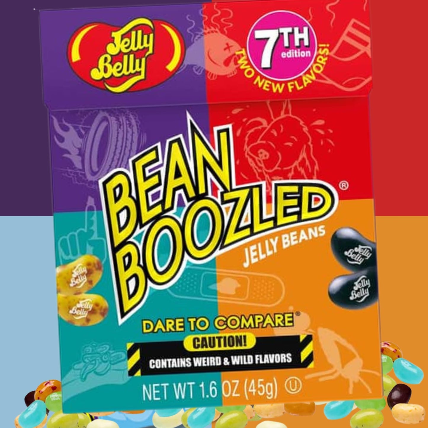 Needzo Jelly Bean BeanBoozled Game 7th Edition, Small Flip Top Box with Assorted Beans, Weird Flavor Chewy Candies, Pack of 3