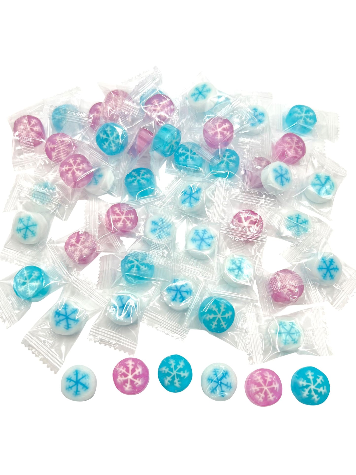 Snowflake Candy - Hard Candy Bulk 1 Lb Bag Of Individually Wrapped Small Candy (Approx. 118 Pcs) Hard Candies Assortment - Great
