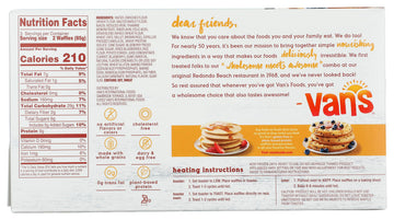 Vans International Foods Blueberry Plant Based Protein Waffles, 9 Oz