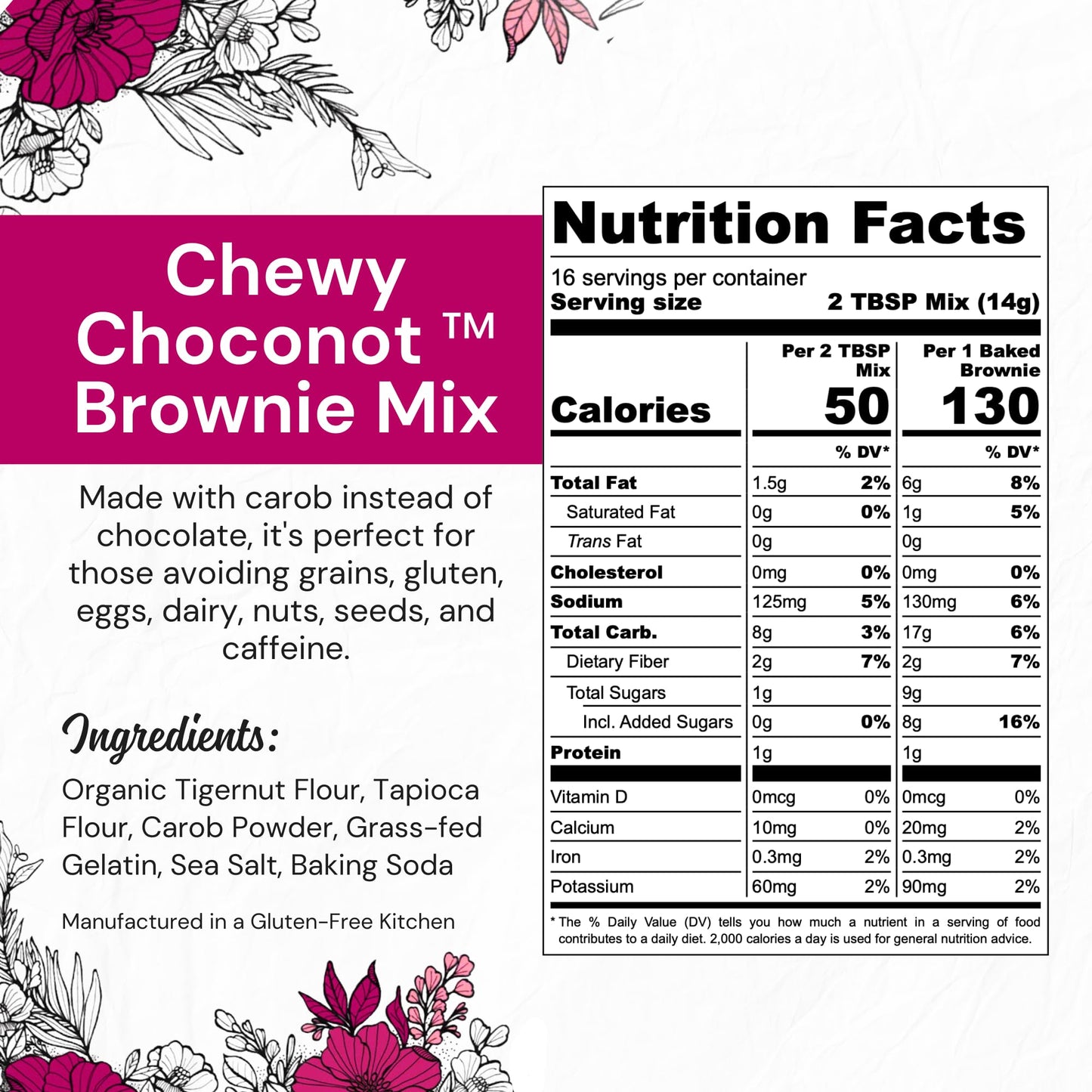 eat G.A.N.G.S.T.E.R. Chewy Choconot Brownie Mix - Allergy-Friendly, Grain-Free, 8.1 Ounce, No Dairy, Nuts, Gluten