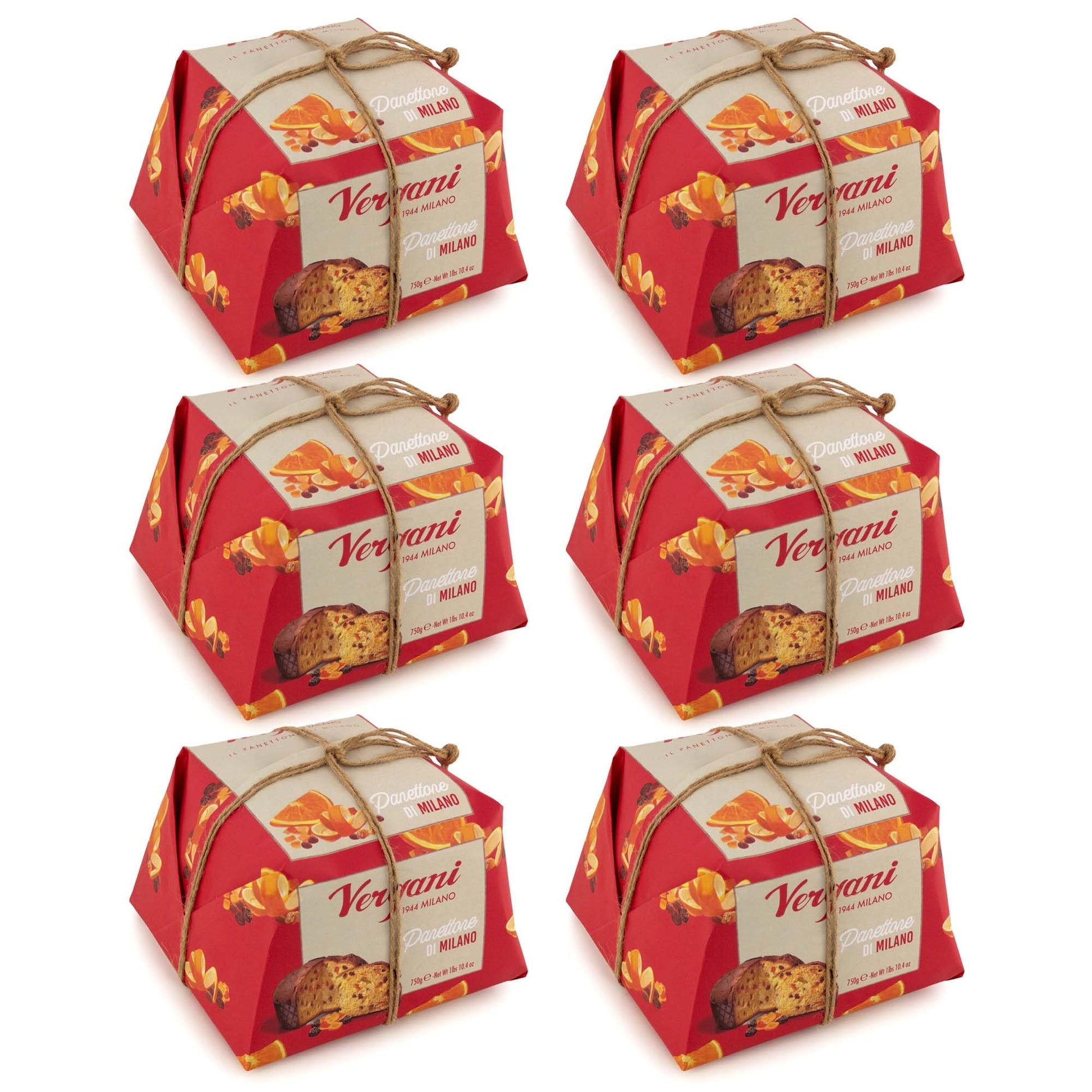 Vergani Classic Panettone, Pack Of 6 - Artisan Holiday Bread, Festive Dessert, Enhanced Gift, Traditional Baked Loaf - 750G (1.65 Lb) X6