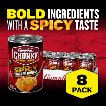 Campbell'S Chunky Soup, Spicy Chicken Noodle Soup, 16.1 Oz Can (Case Of 8)