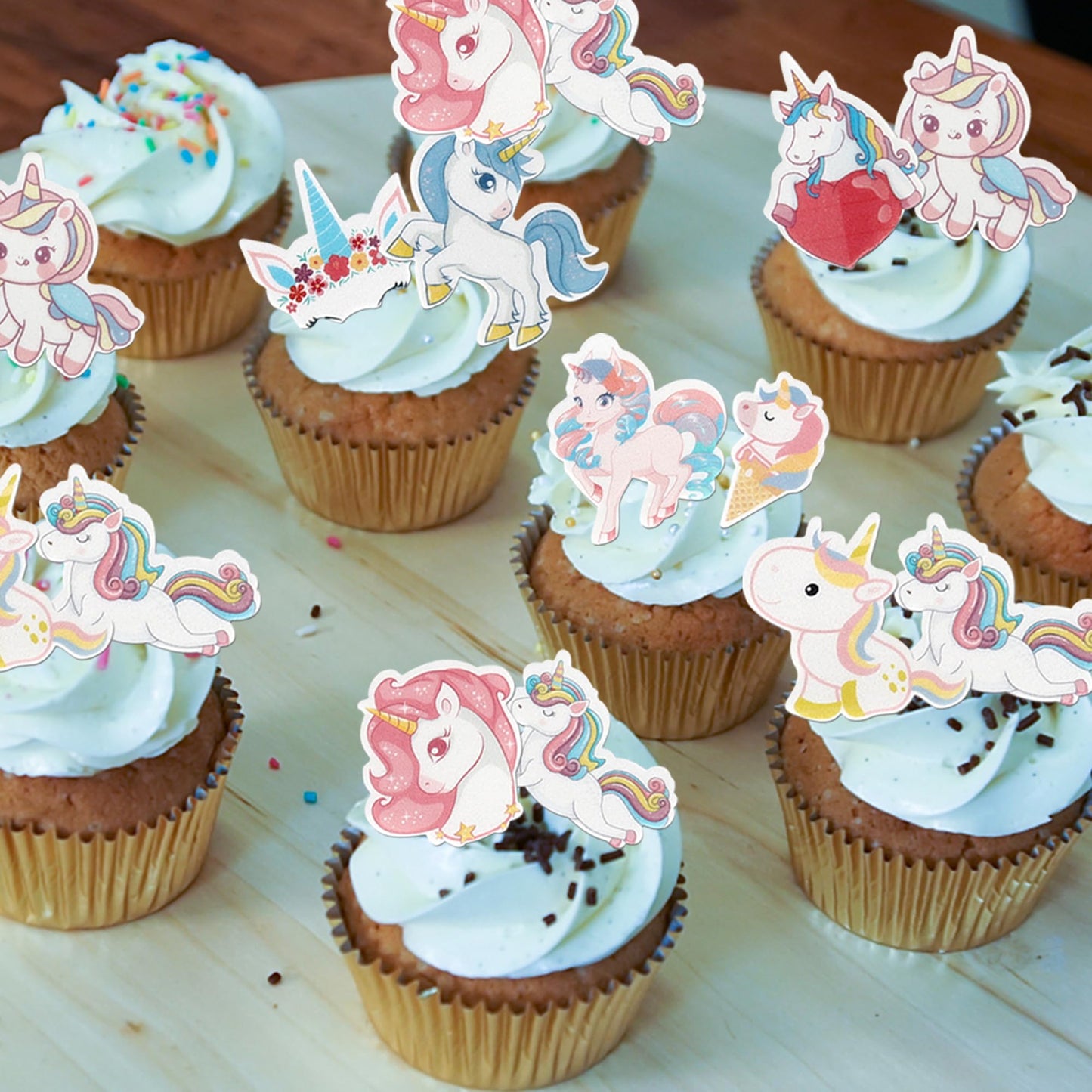 Rssta i Edible Horse Cupcake Toppers 80 Pack Rainbow Cake Decorations Design 5 Paper for Baby Shower Birthday Party
