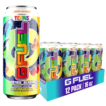G Fuel Tetris Blast Energy Drink, 16 oz Can, 12-Pack Case, Green