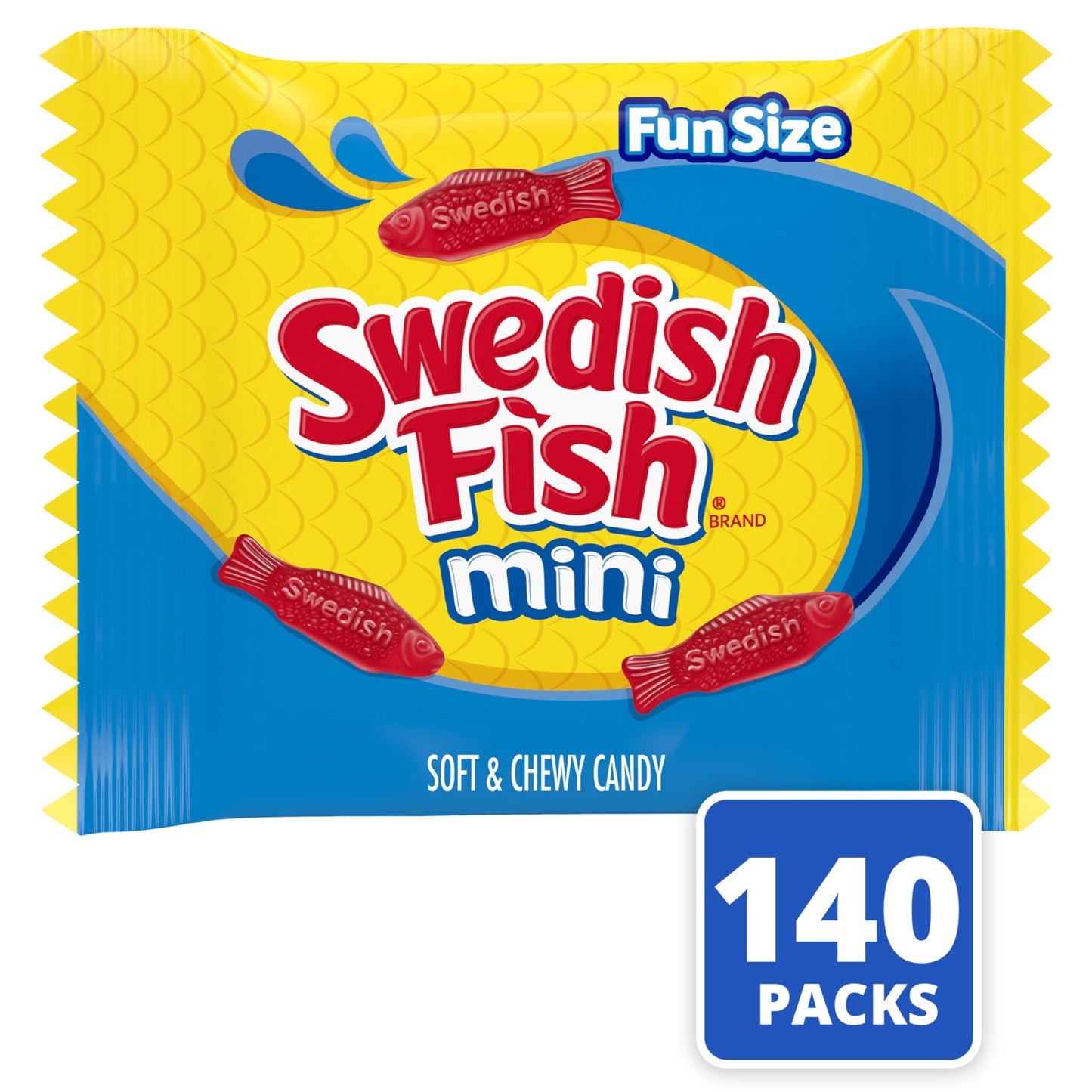Swedish Fish Mini Soft & Chewy Candy - Bulk 140 Snack Packs, Perfect for Parties and Sharing