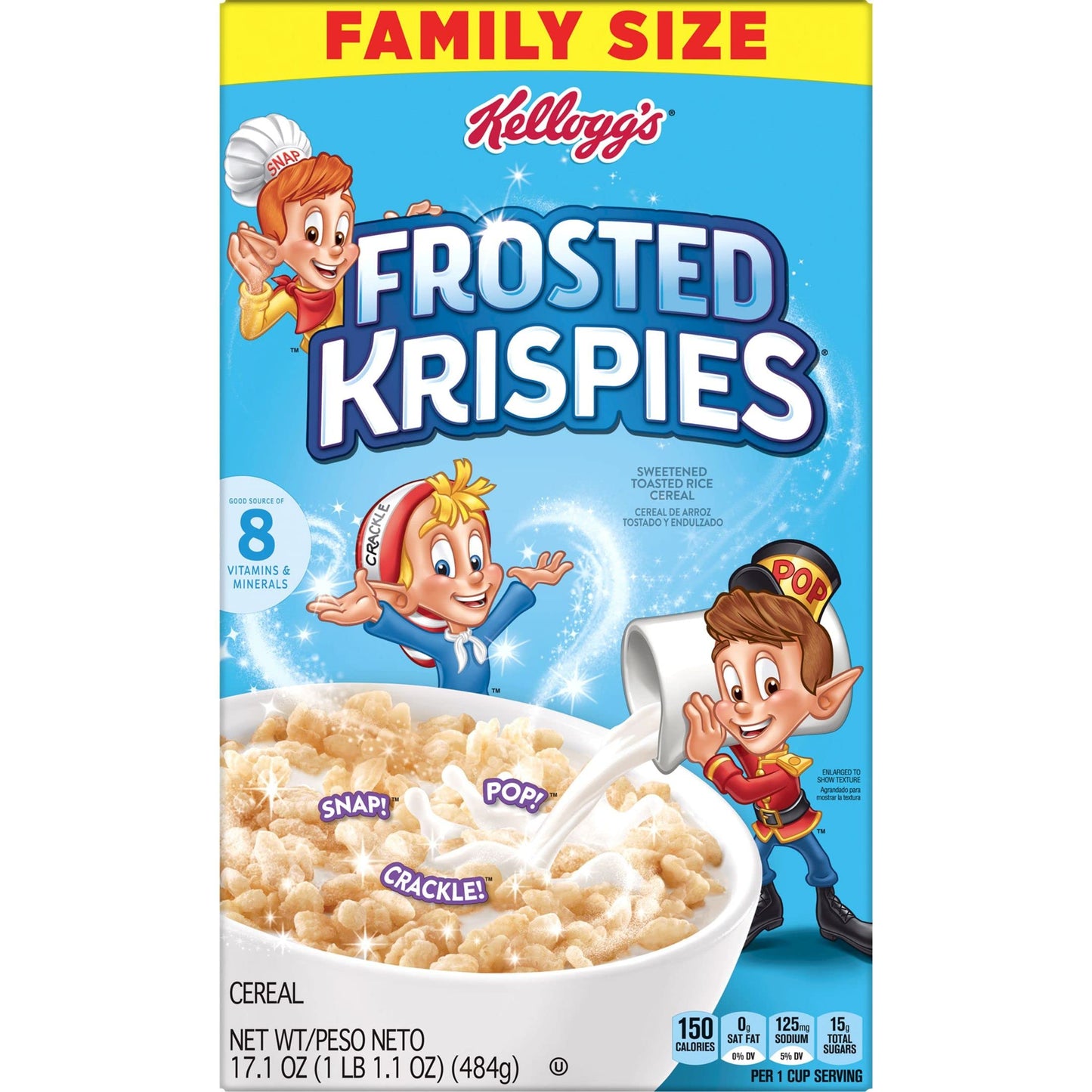 Kellogg'S Frosted Krispies Breakfast Cereal, Kids Snacks, Baking Marshmallow Treats, Family Size, Original (8 Boxes)