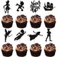 ZHUOWEISM 24 PCS Cupcake Toppers - Star Glitter Neverland Peter Pan Decor for Baby Shower & Birthday, Black, Bamboo Material