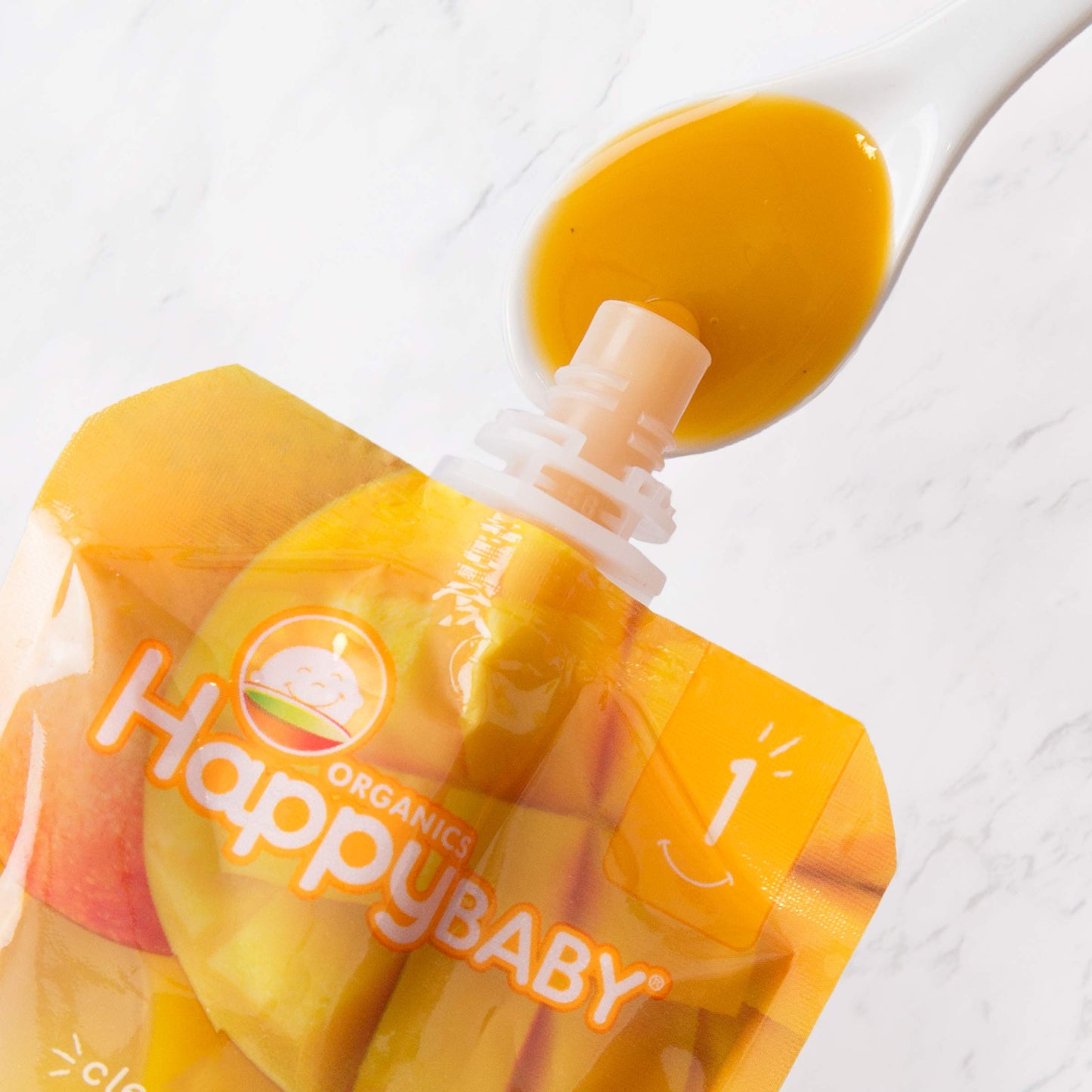 Happy Baby Organics Clearly Crafted Stage 1 Baby Food Pouches, Mangos, 3.5 Ounce Pouch (Pack of 8)