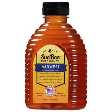 Sue Bee Honey Regional Midwest Usa Honey, Strained, Unfiltered Beekeeper-Owned Co-Op Honey, 24-Ounce