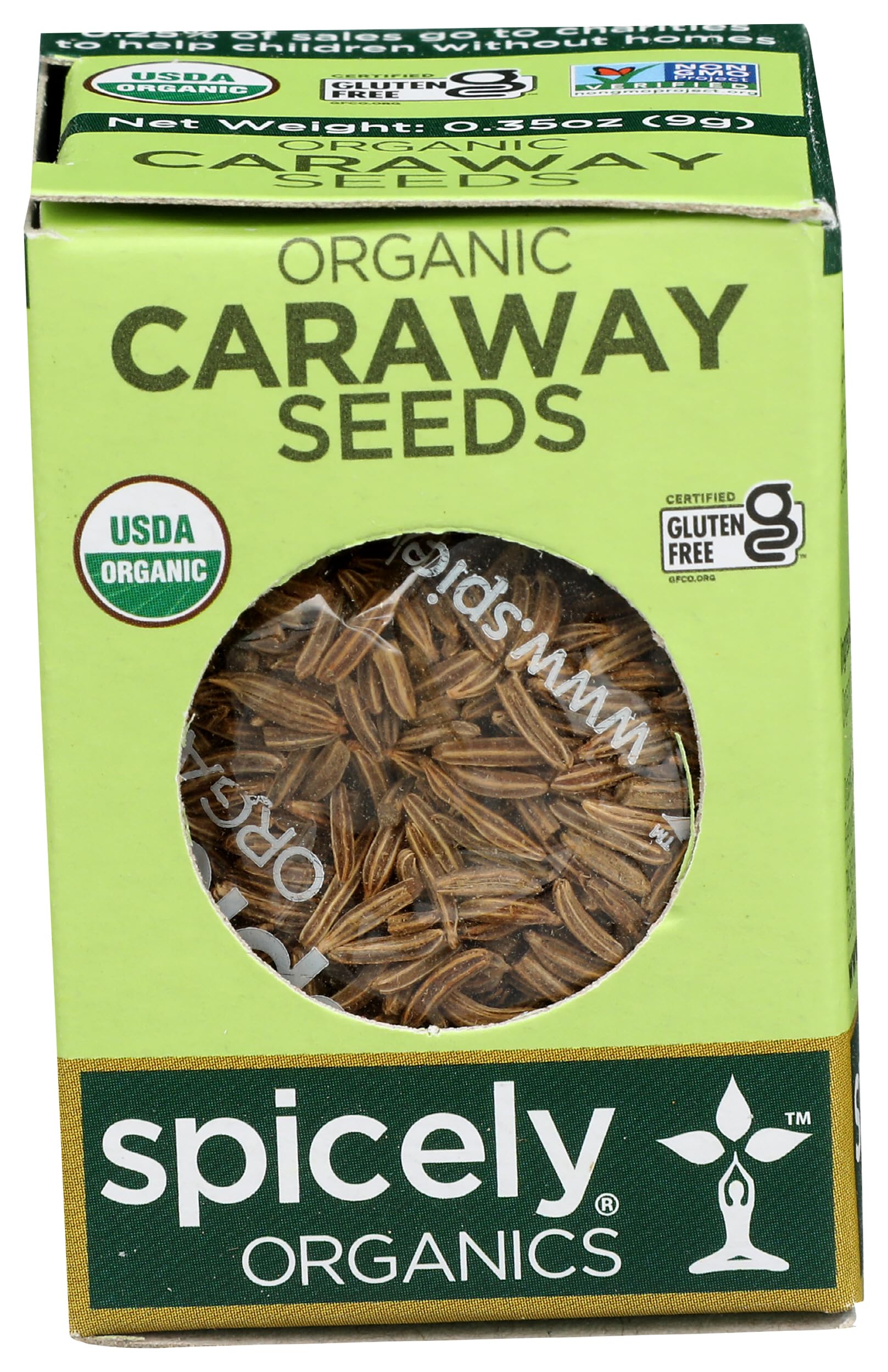 SPICELY Organic Caraway Seeds Whole, Certified Gluten Free, 0.35 Ounce ecoBox