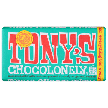 Tonys Chocolonely the Everything Bar, Belgian Milk Chocolate Candy Bar With Sea Salt, Caramel, Pretzel, & Almond Nougat for Snac