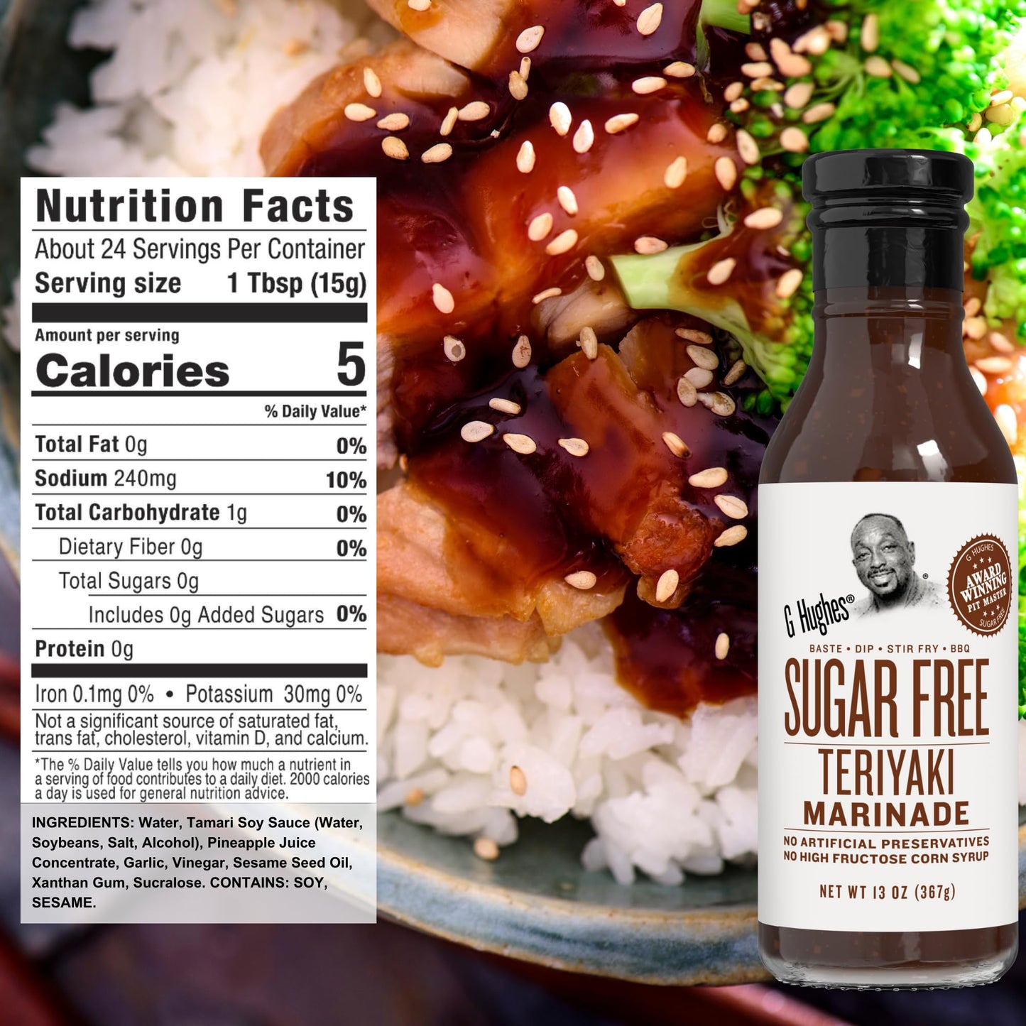 G Hughes Sugar Free Stir Fry Sauces Variety Pack - Stir Fry Sauces And Dressings, Gluten Free Dipping Sauces, No Sugar - Teriyaki Marinade, Stir Fry Sauce, & Pineapple Ginger Marinade (3 Pack)