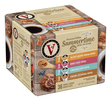 Victor Allens Coffee Summertime Variety Pack, Medium Roast, 36 Count Single Serve Pods for Keurig, Brown
