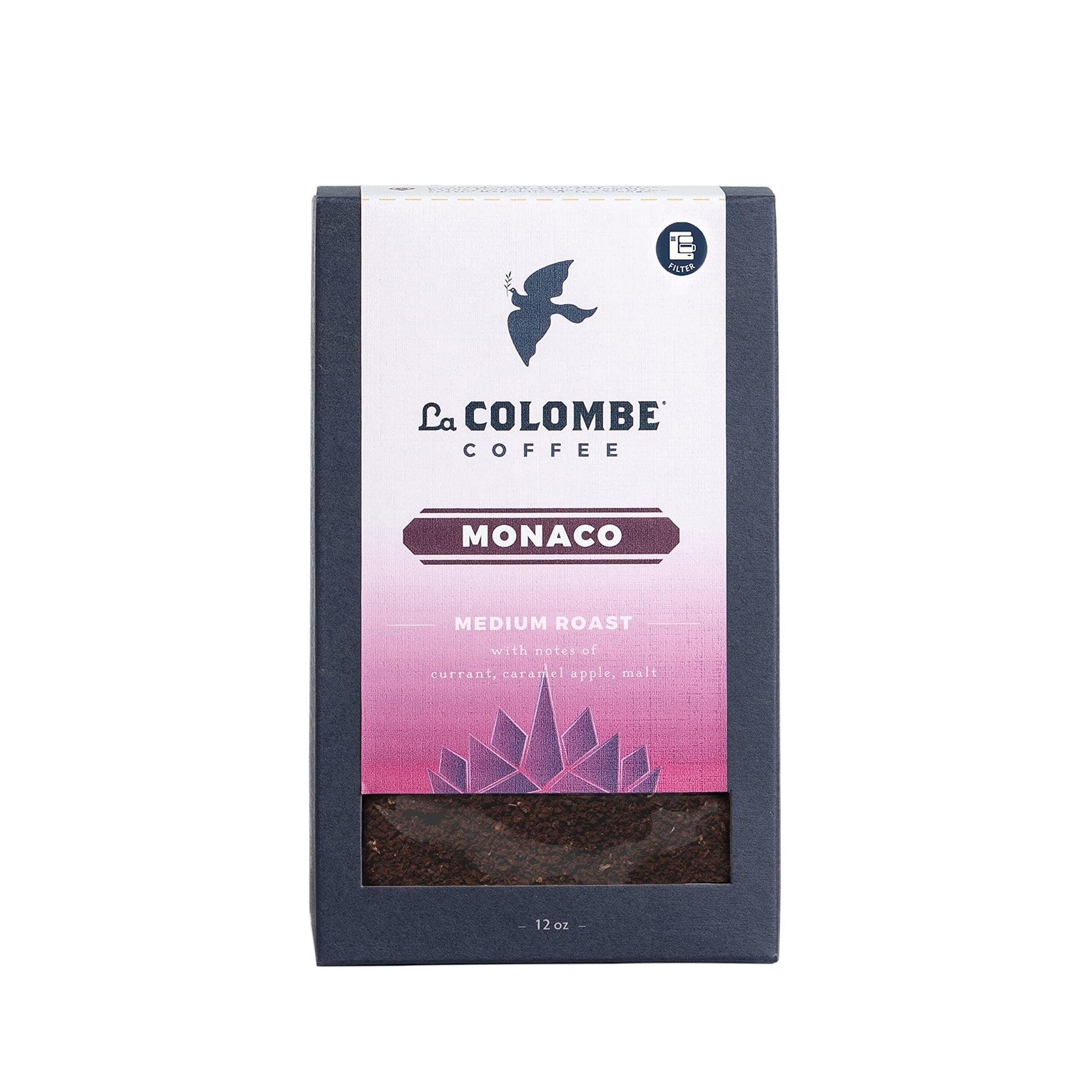 La Colombe Monaco Medium Roast Drip Grind Ground Coffee - Notes of Milk Chocolate, Graham Cracker, Black Cherry, 12 Ounce (Pack 