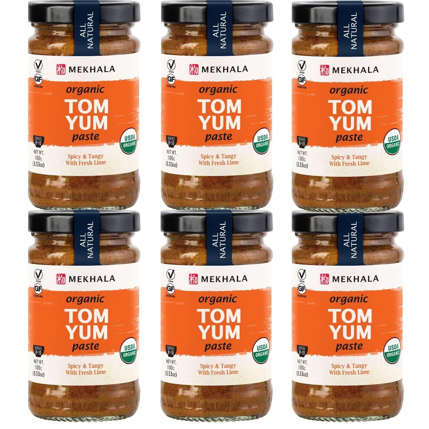 Mekhala Organic Thai Tom Yum Asian Cooking Paste. VEGAN. GLUTEN-FREE. Versatile. Medium Heat (6x3.53oz)