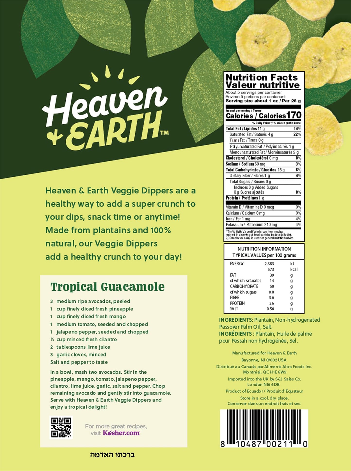 H&E Plantain Chips - Veggie Dippers 5.5Oz (3 Pack) | Made Of Select Plantains From Small Farms | Great For Dipping & Snacking |