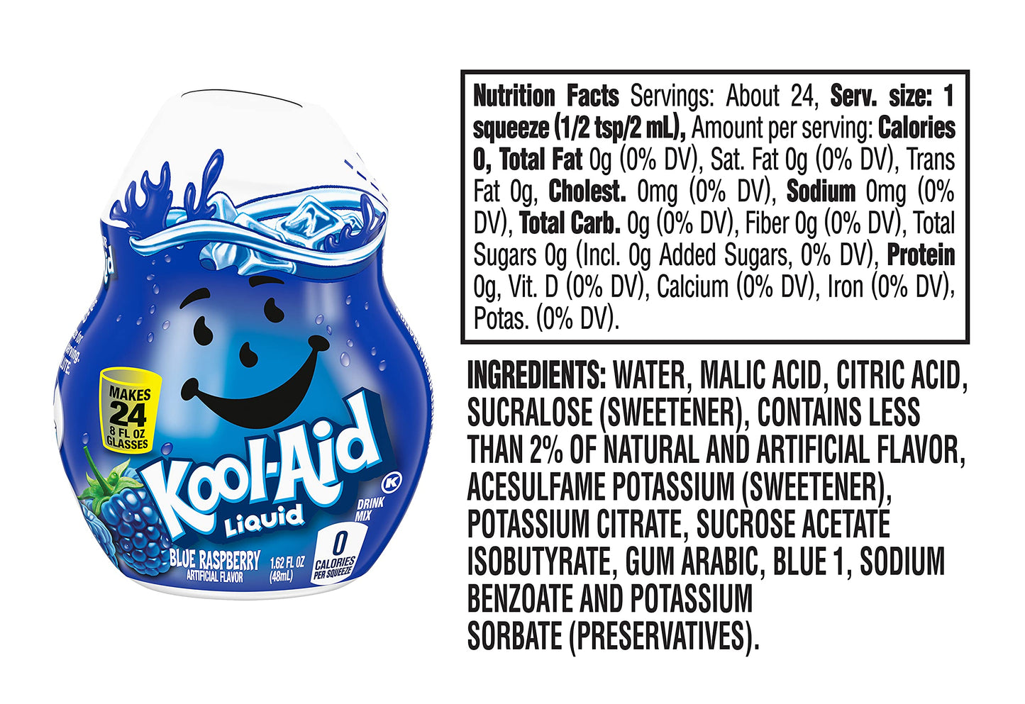 Kool-Aid Liquid Drink Mix Variety Pack, 1 Watermelon, 1 Blue Raspberry, 1 Strawberry, 1 Grape, 1 Cherry, 1 Tropical Punch, 6 CT