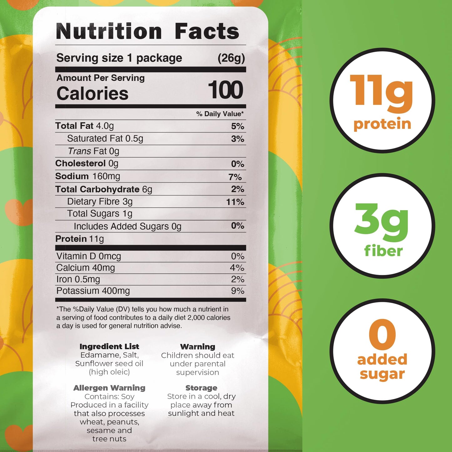 Crunchy Dry Roasted Edamame Beans Snack by Zest Delites, Buffalo, Vegan, Low Calorie (100cal) High Protein Snacks (11g), Low Car