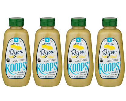 Koops Organic Dijon Mustard - Dijon Seasoning, Gluten-Free, Kosher, Non-GMO, USDA Certified Organic Mustard Sauce, Made in the 