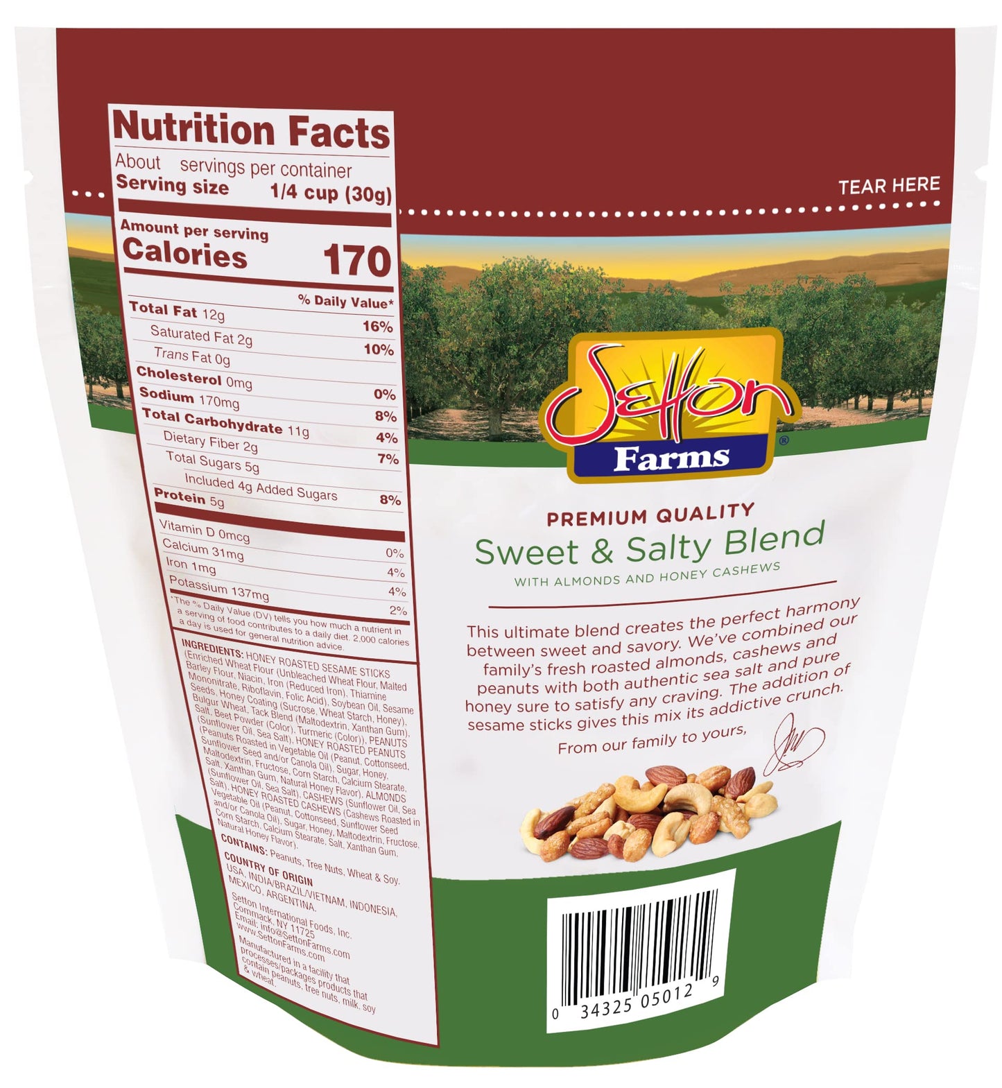 Setton Farms Sweet & Salty Premium Blend Snack, 9 Oz Bag, Kosher