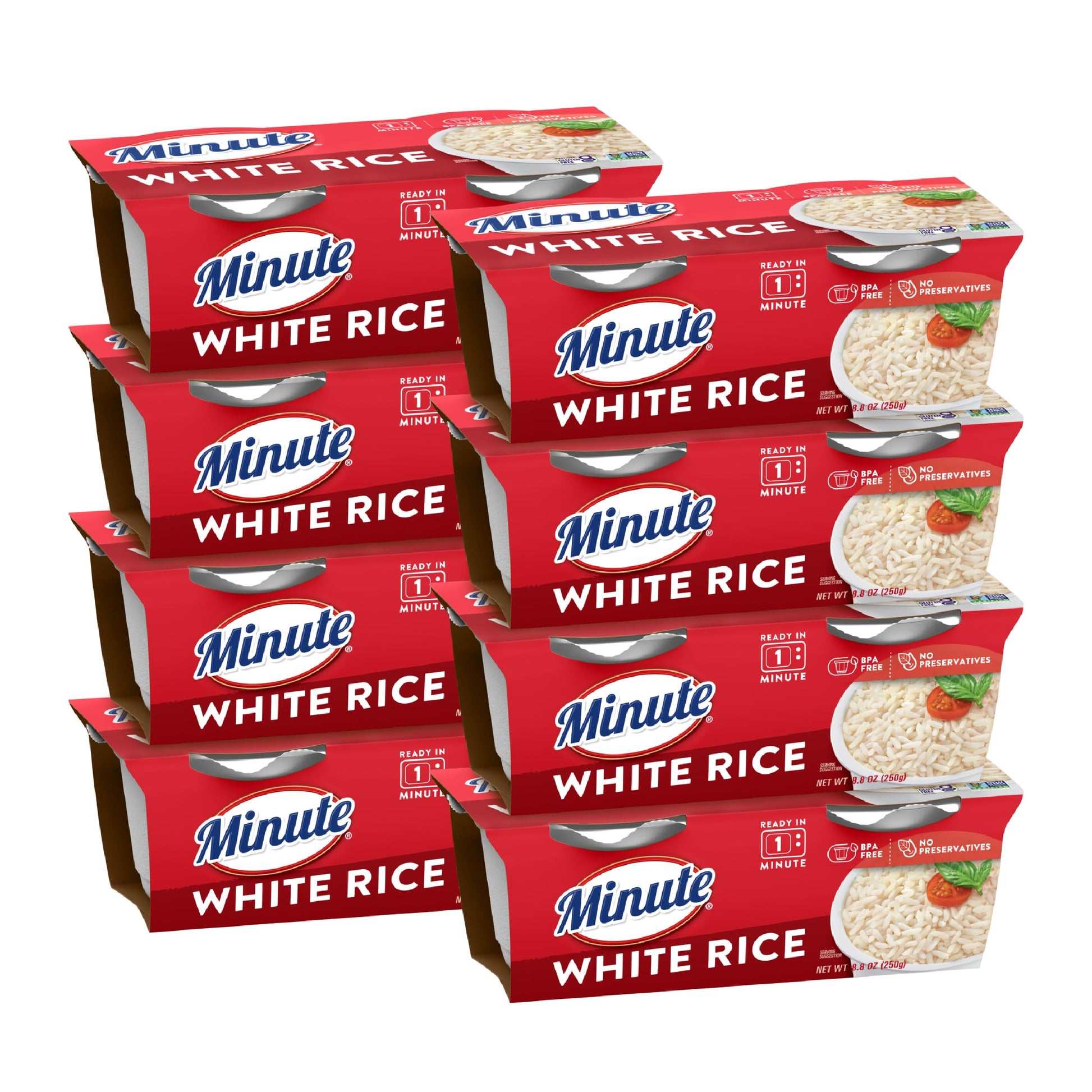 Minute Ready-to-Serve White Rice, Microwavable Rice Cups, 8.8-Ounce Cups (Pack of 8)