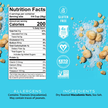 Mauna Loa Premium Hawaiian Roasted Macadamia Nuts, Sea Salt Flavor 4 Oz (Pack Of 6)