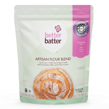 Better Batter Artisan Multipurpose Flour Blend, Certified Gluten-Free, Non-Gmo, Vegan Friendly, Kosher, Top 10 Allergen Free, Cup For Cup Baking Alternative To Regular Flour, Celiac Friendly, 2.5Lb