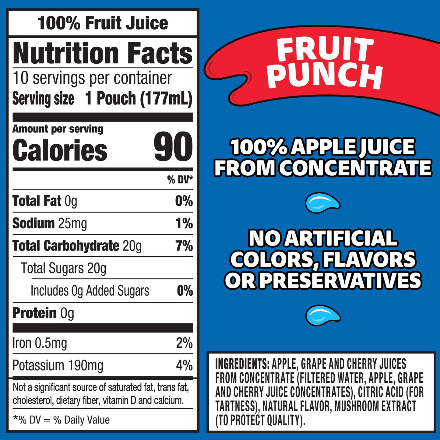 Capri Sun 100% Juice Fruit Punch Naturally Flavored Kids Juice Blend (40 ct Pack, 4 Boxes of 10 Pouches) (Pack of 2)