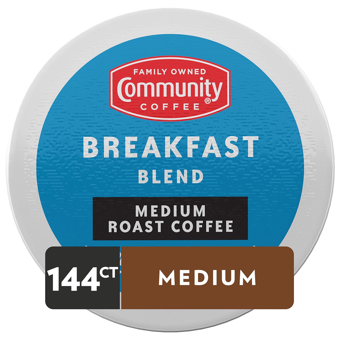 Community Coffee Breakfast Blend Coffee Pods, Medium Roast, 144 Count, Compatible with Keurig 2.0, Pack of 4