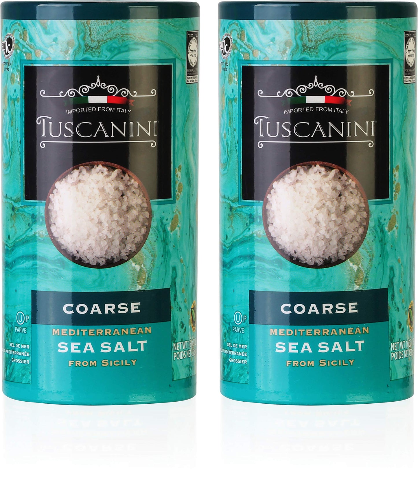 Tuscanini, Coarse Mediterranean Sea Salt, 16Oz, From Sicily Italy, (2 Pack), Total Of 2Lb