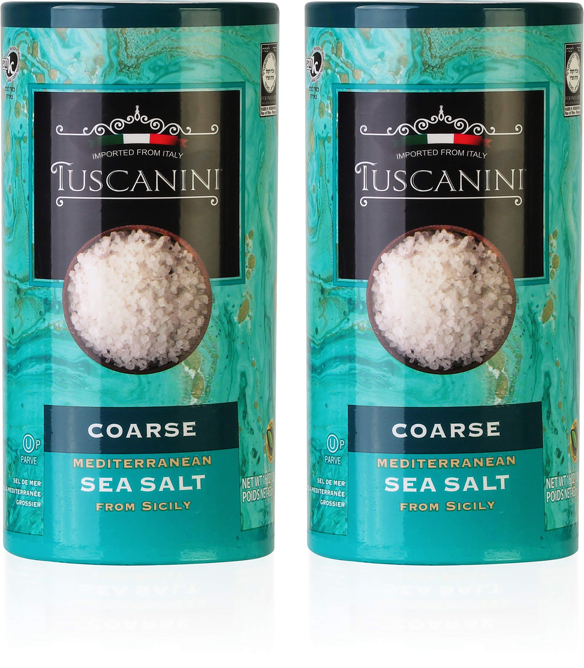 Tuscanini, Coarse Mediterranean Sea Salt, 16Oz, From Sicily Italy, (2 Pack), Total Of 2Lb