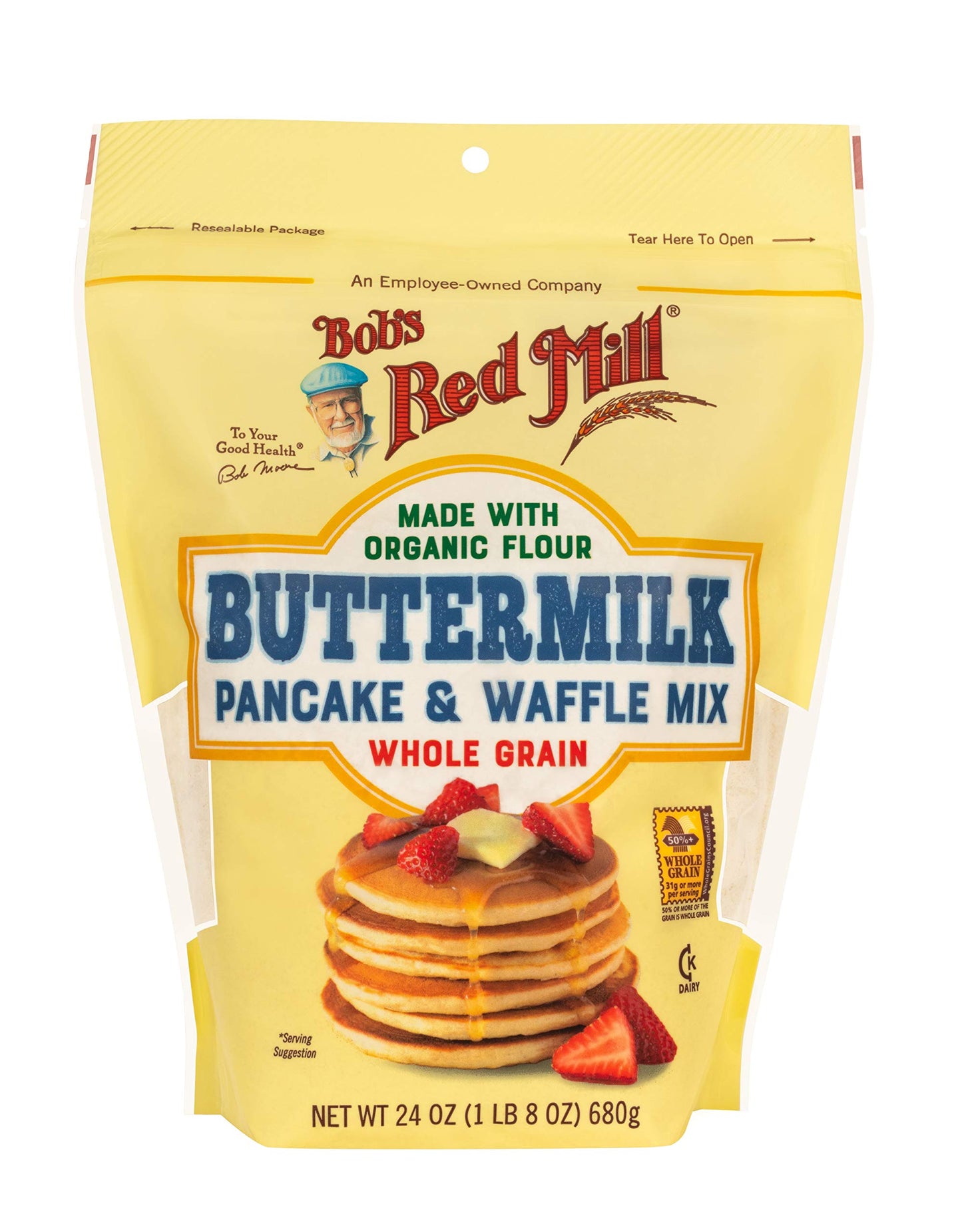 Bob'S Red Mill Organic Buttermilk Pancake & Waffle Mix, 24Oz (Pack Of 4) - Kosher