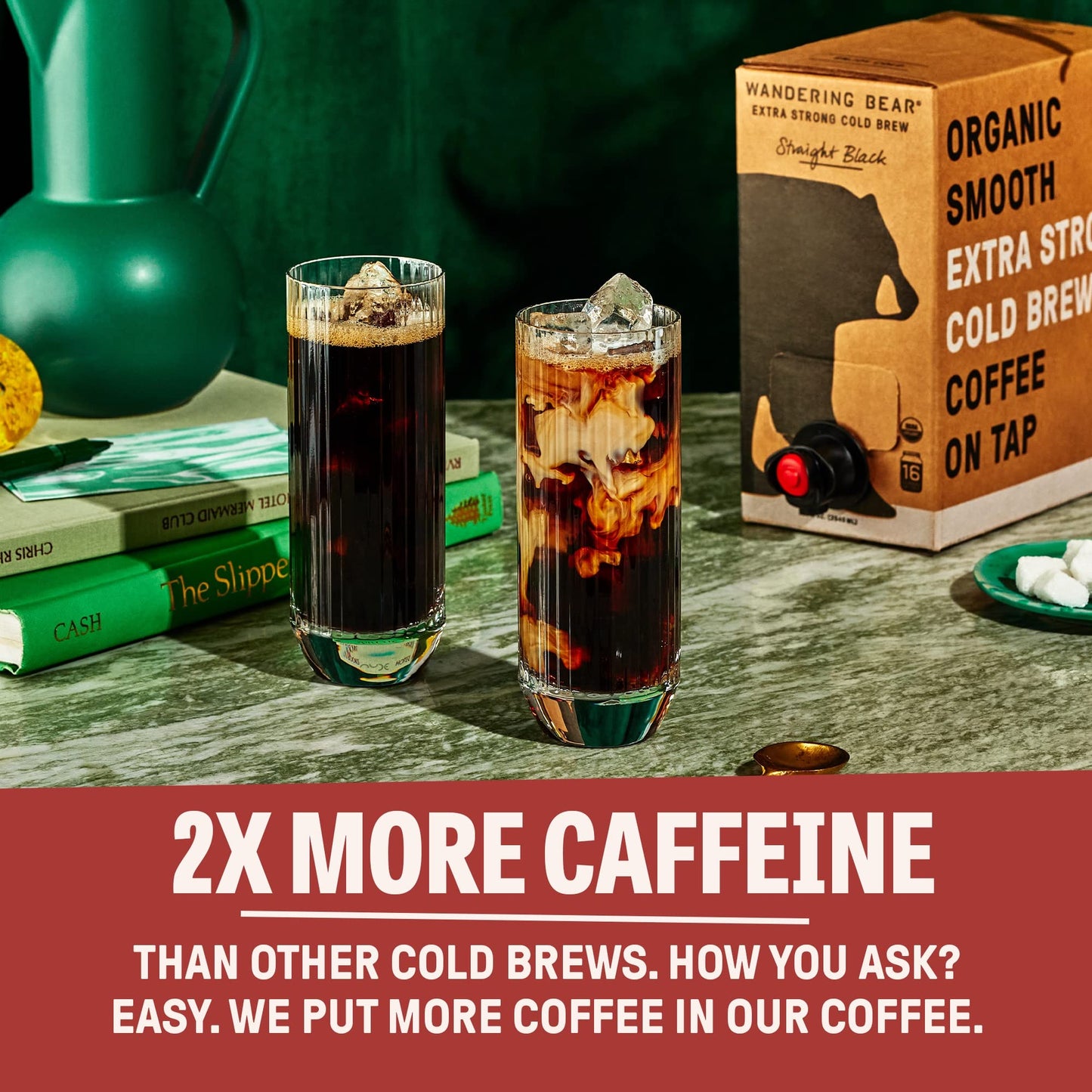 Wandering Bear Organic Mocha Cold Brew Coffee - Extra Strong, Unsweetened, 96 fl oz