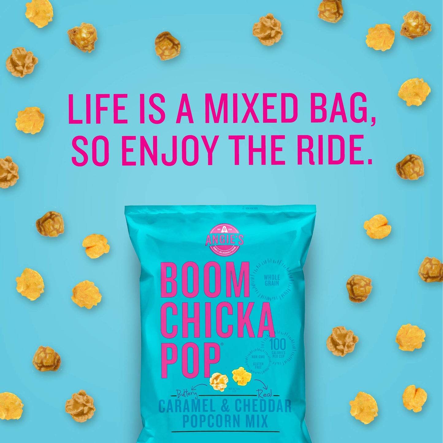 Angies BOOMCHICKAPOP Caramel and Cheddar Mix Popcorn, 6 Oz (Pack of 2)