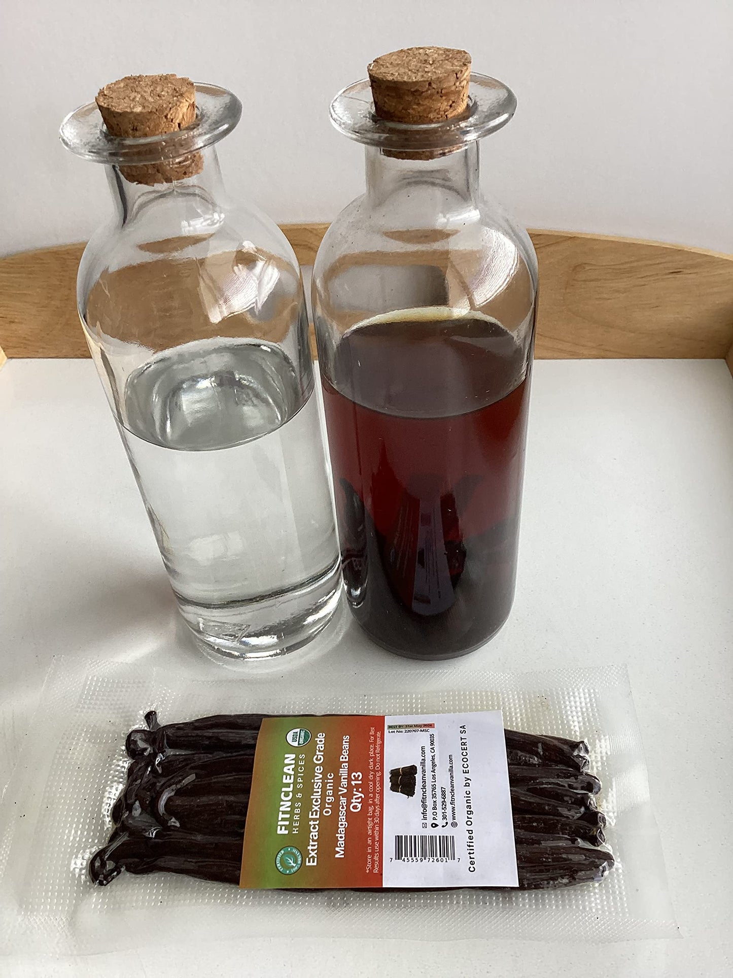 FITNCLEAN VANILLA 13 Madagascar Organic Vanilla Beans Extract Grade B - 4.5-5.5, USDA Certified Organic, Non-GMO, 13 Count