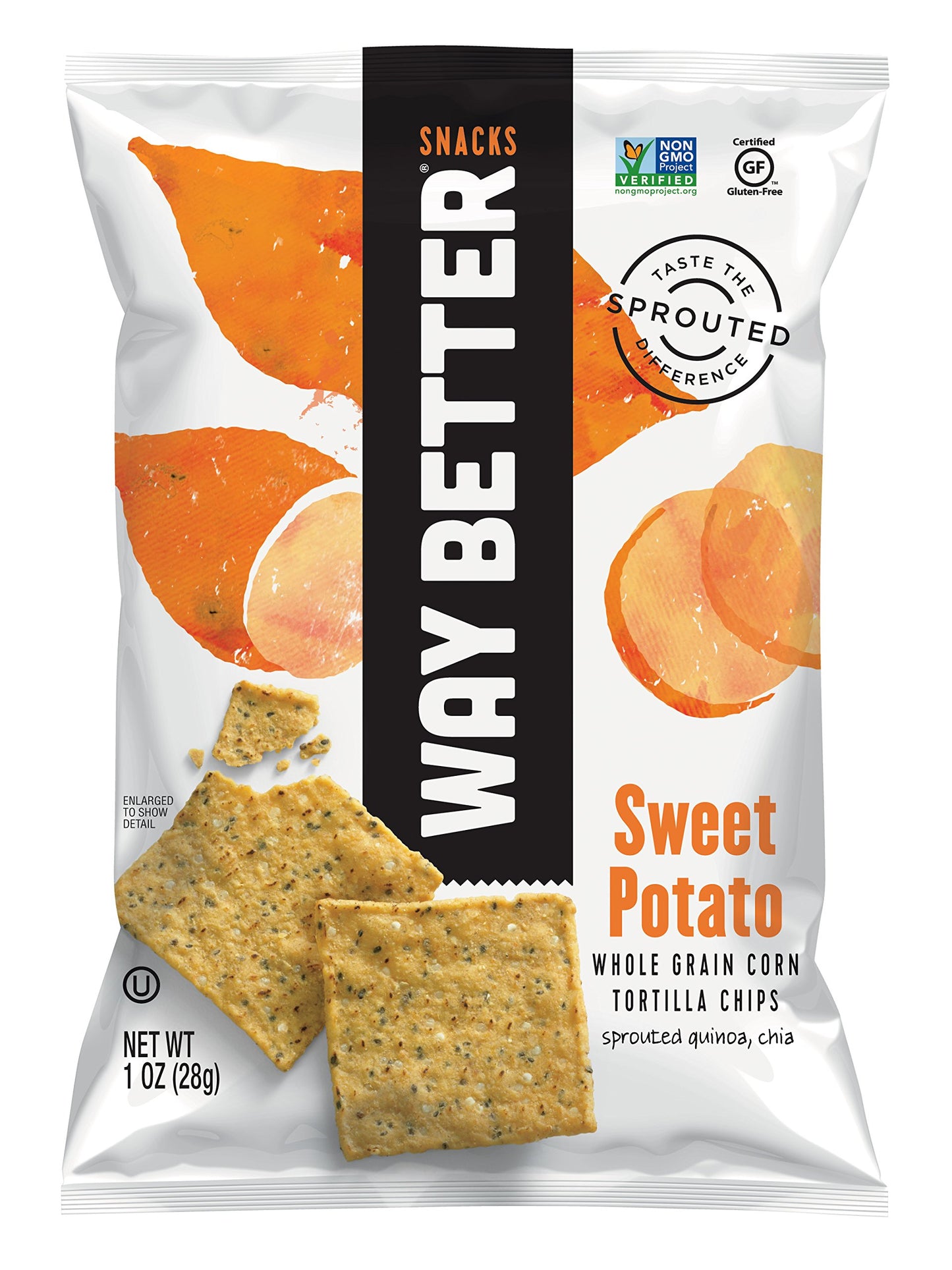 Way Better Snacks Sprouted Gluten Free Tortilla Chips, Simply Sweet Potato, 1 Ounce (Pack Of 12)