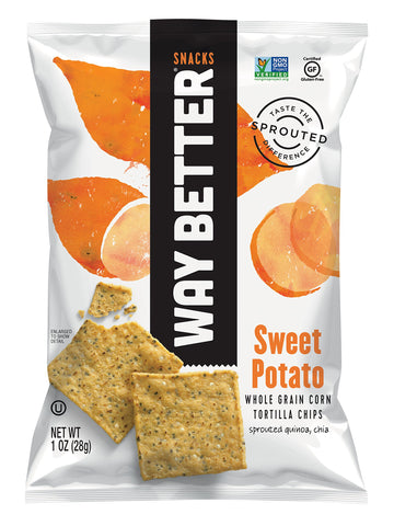 Way Better Snacks Sprouted Gluten Free Tortilla Chips, Simply Sweet Potato, 1 Ounce (Pack Of 12)