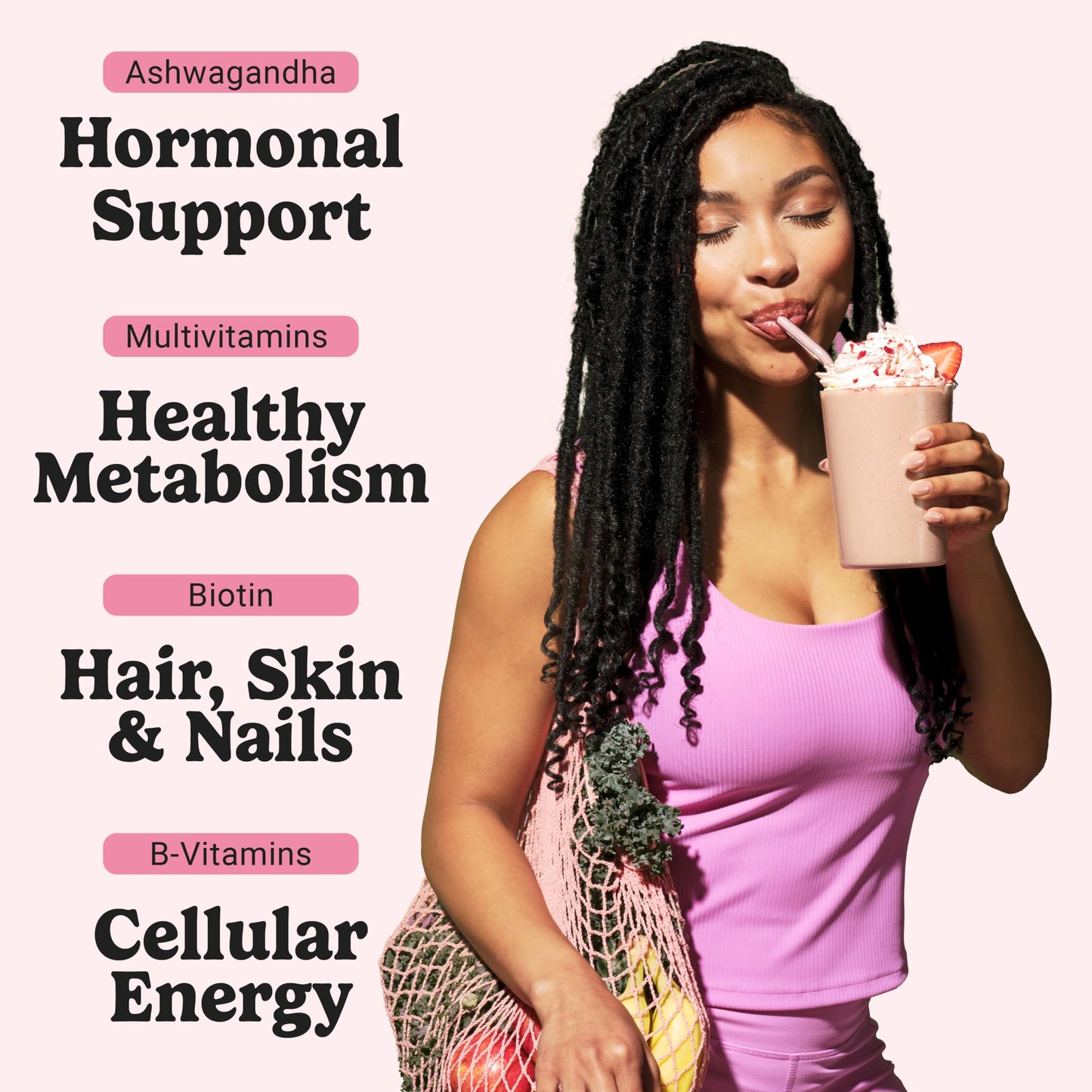 VitaHustle All-in-One Nutrition Shake, Strawberry Flavor, Vegan Protein Powder with 86+ Superfoods, Plant-Based Meal Replacement