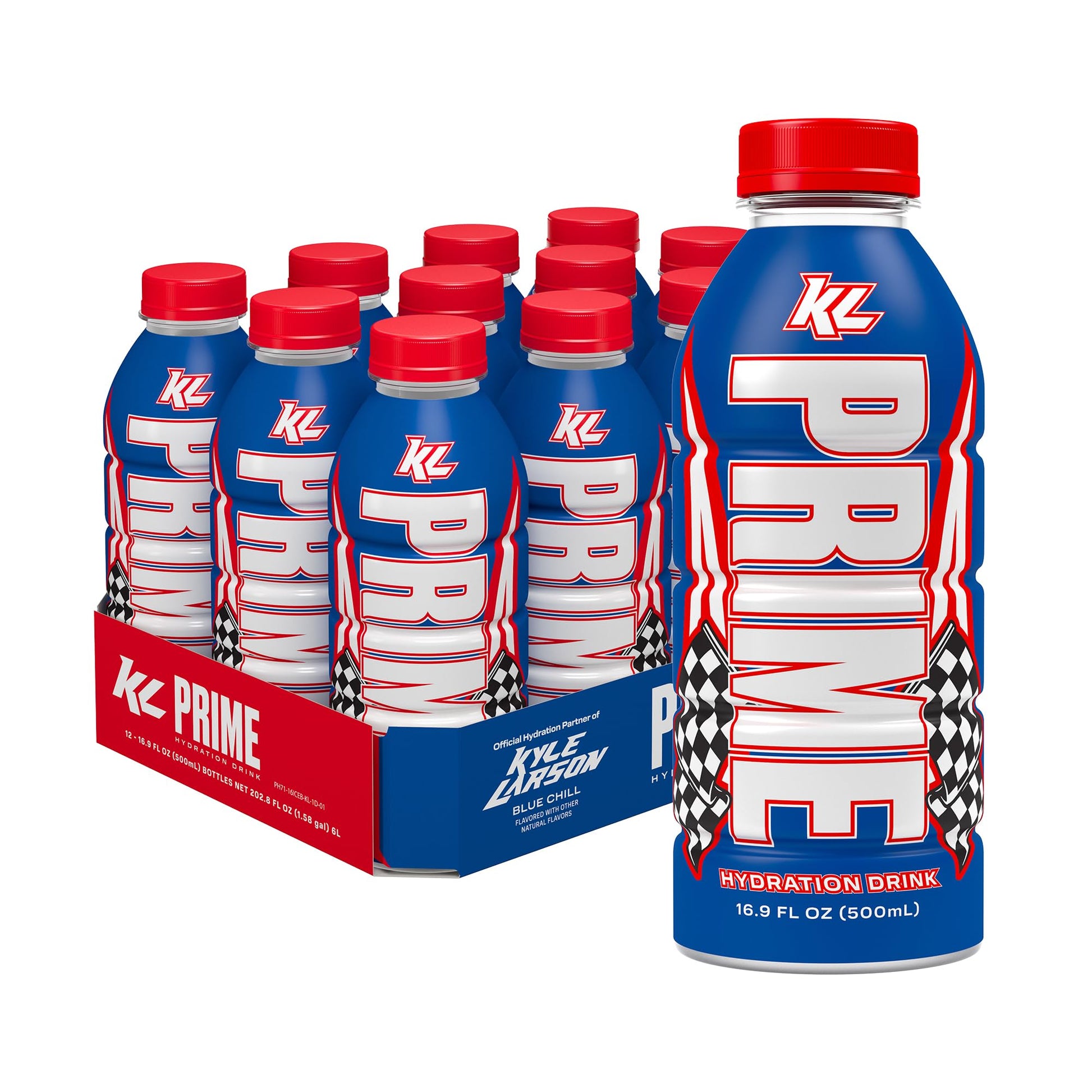 Prime Hydration Kyle Larson  Sports Drinks  Electrolyte Enhanced For Replenishing Fluids  250Mg Bcaas  B Vitamins  Antioxidants  Low Sugar  16.9 Fl Oz  12 Pack