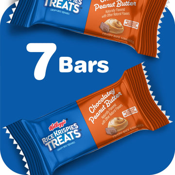 Rice Krispies Treats Crispy Rice Squares, Kids Snacks, Snack Bars, Chocolatey Peanut Butter, 5.4Oz Box (7 Bars)