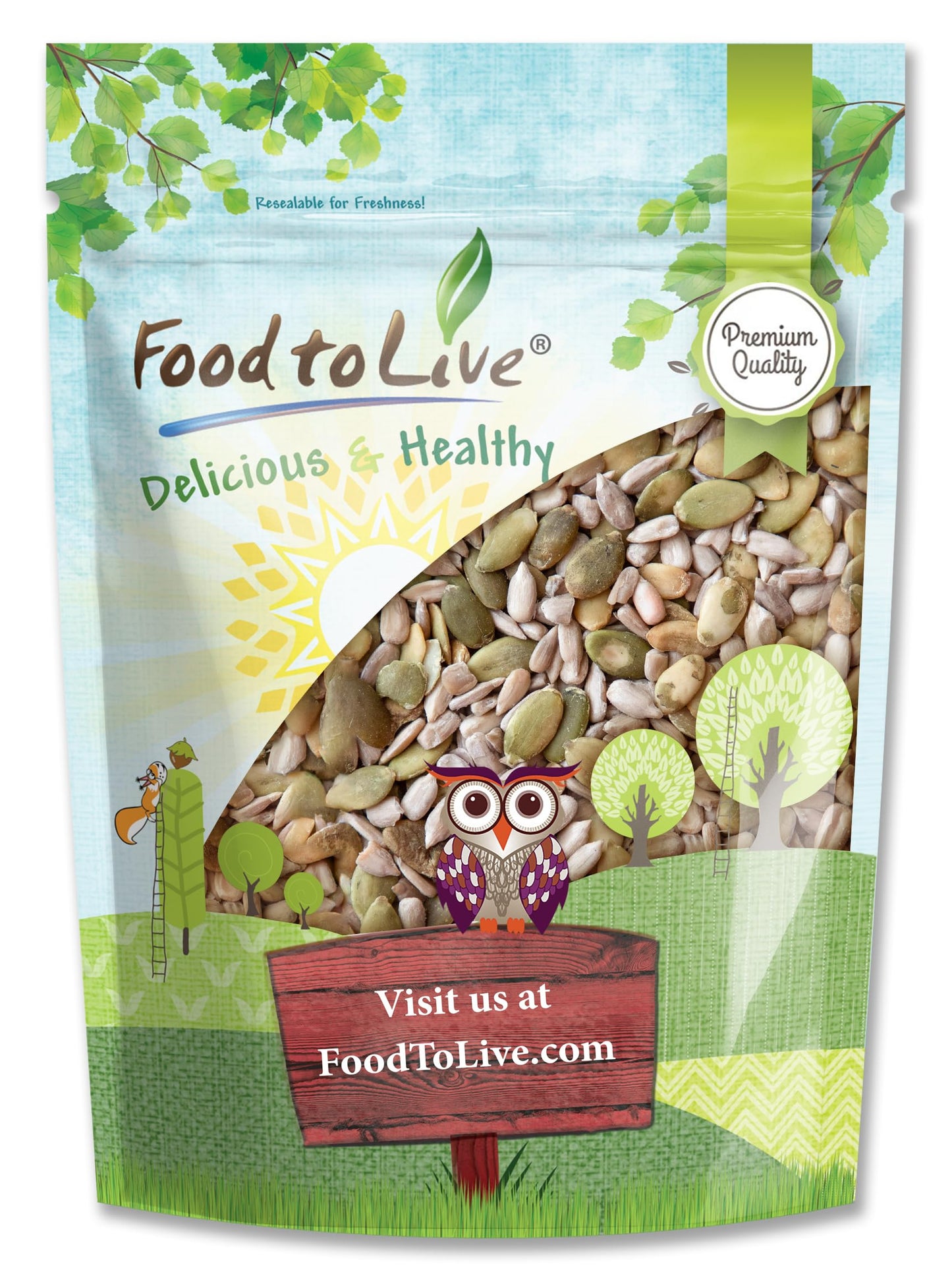 Food to Live Sunflower and Pumpkin Seed Mix, 2 Pounds - Natural Snack, Rich in Protein, Perfect for Snacking, Baking and Salads,