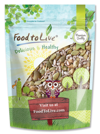 Food to Live Sunflower and Pumpkin Seed Mix, 2 Pounds - Natural Snack, Rich in Protein, Perfect for Snacking, Baking and Salads,
