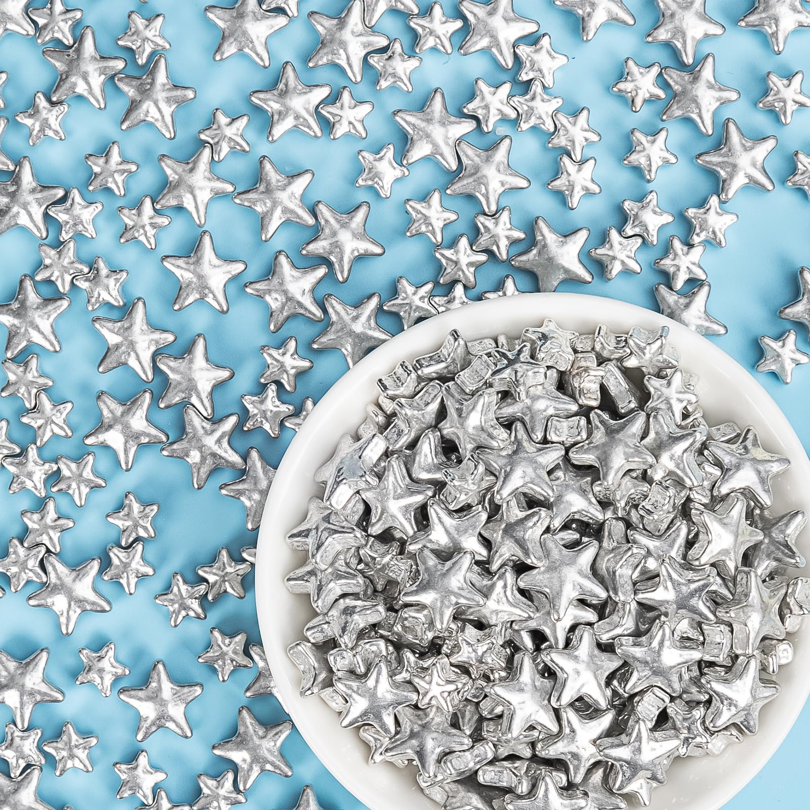 Valentine Silver Star Sugar Sprinkles  130G Mix Size Edible Candy Star Sprinkle For Cake Decorations And Cupcake Toppers  Ice Cream  Wedding Party ValentineS Day Easter Supplies