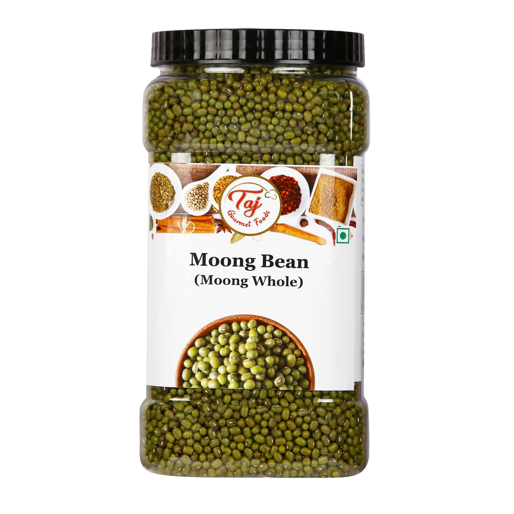 TAJ Premium Indian Moong Dal Whole, Mung Beans, 3.5-Pounds Jar