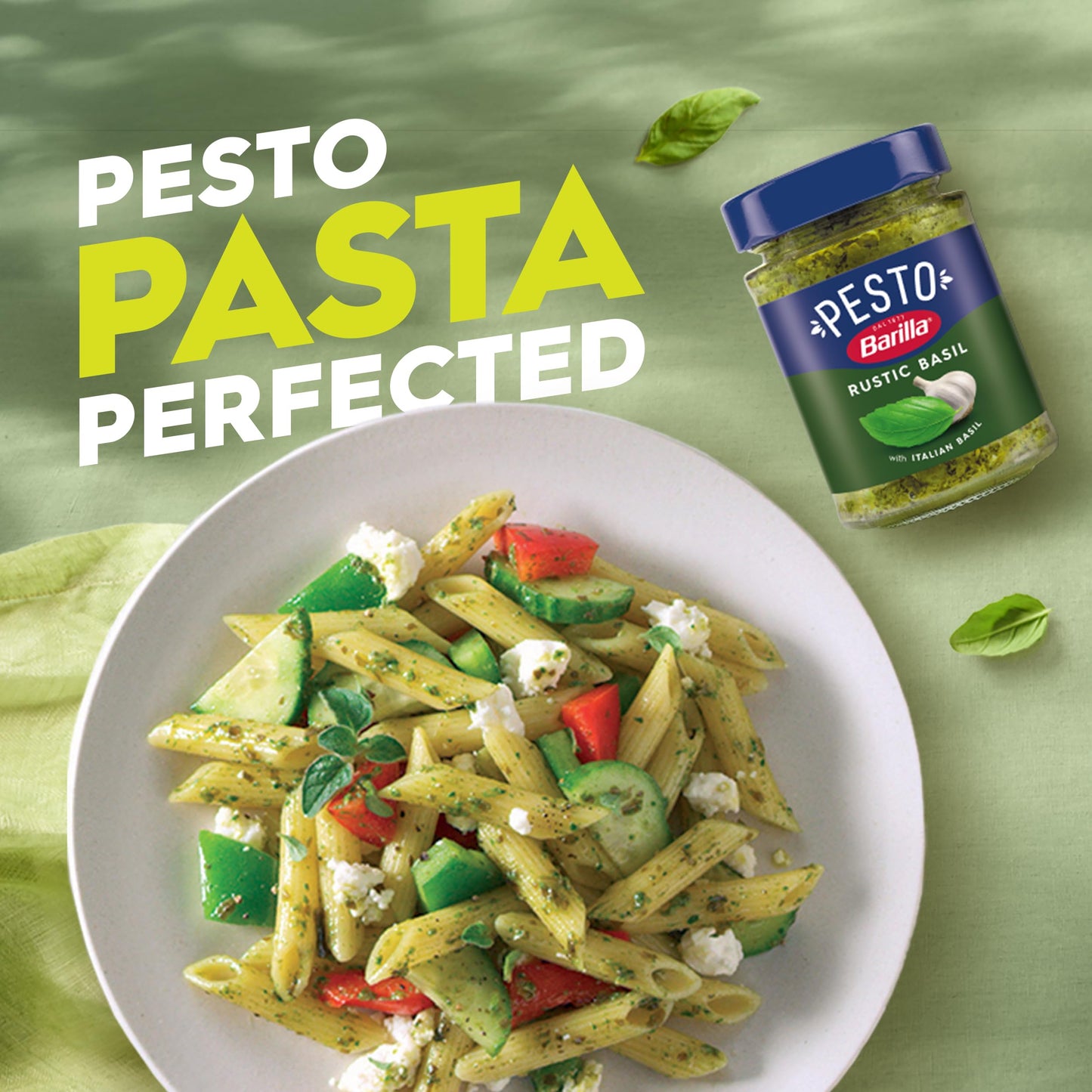Barilla Rustic Basil Pesto Sauce Made with Italian Basil and Cheeses  6.5 oz. Jar  Pasta Sauce and Spread