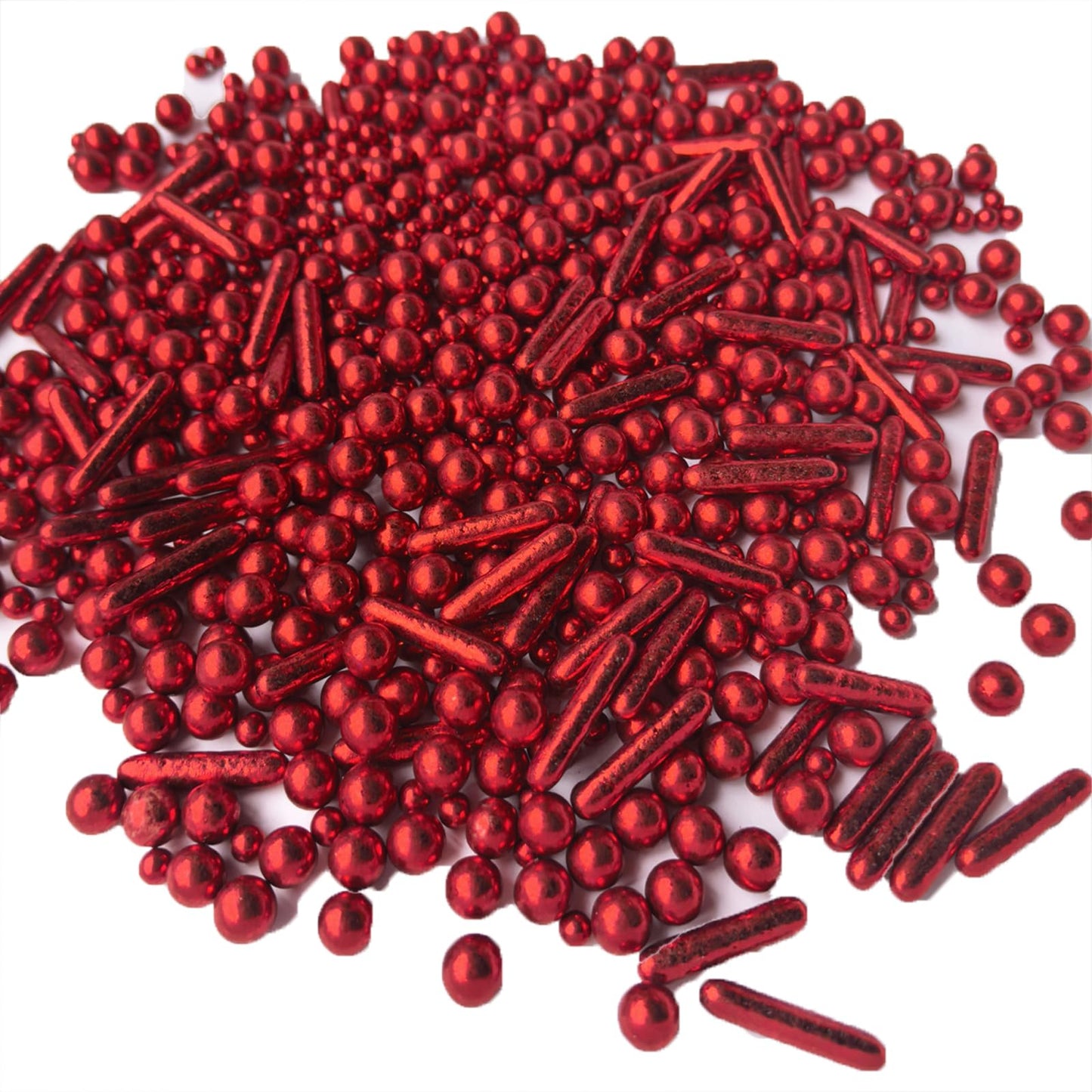 Sprinkles Red Pearl Sugar Candy Mix Size Baking Cake Decorations Cupcake Toppers Celebrations Shaker Jar Wedding Shower Party (1