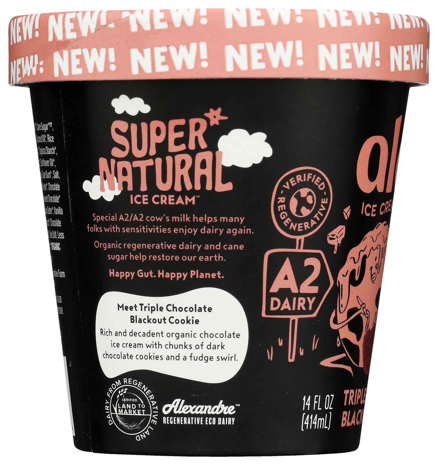 Alecs Triple Chocolate Blackout Cookie Organic Ice Cream